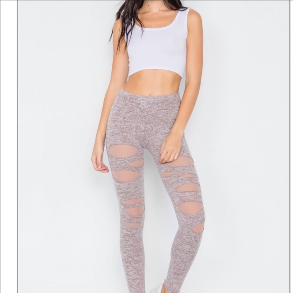 New Distressed Heathered Mauve Leggings
